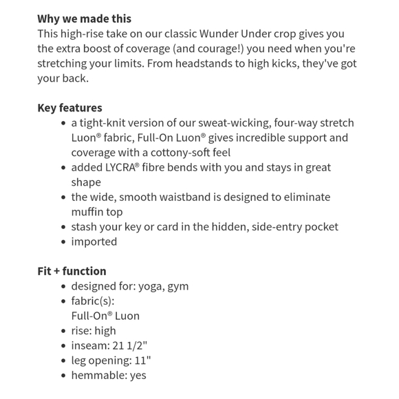 Lululemon Wunder Under Hi-Rise Crop size 6 - Picture 4 of 8